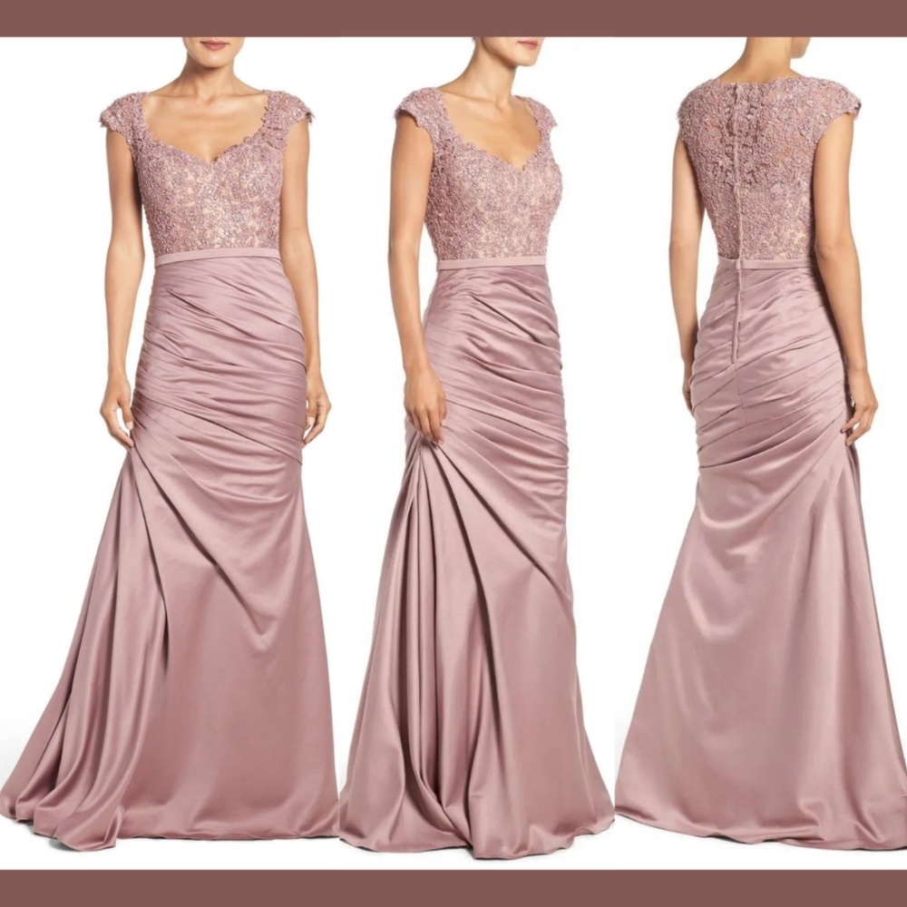 NEW La Femme Embellished‎ Lace & Satin Mermaid Gown in Mauve [SZ 2 ]